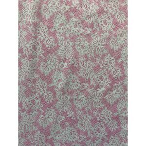 Vtg Stretchy Knit Polyester Fabric - pink & white Floral  60s 70s 3 yards